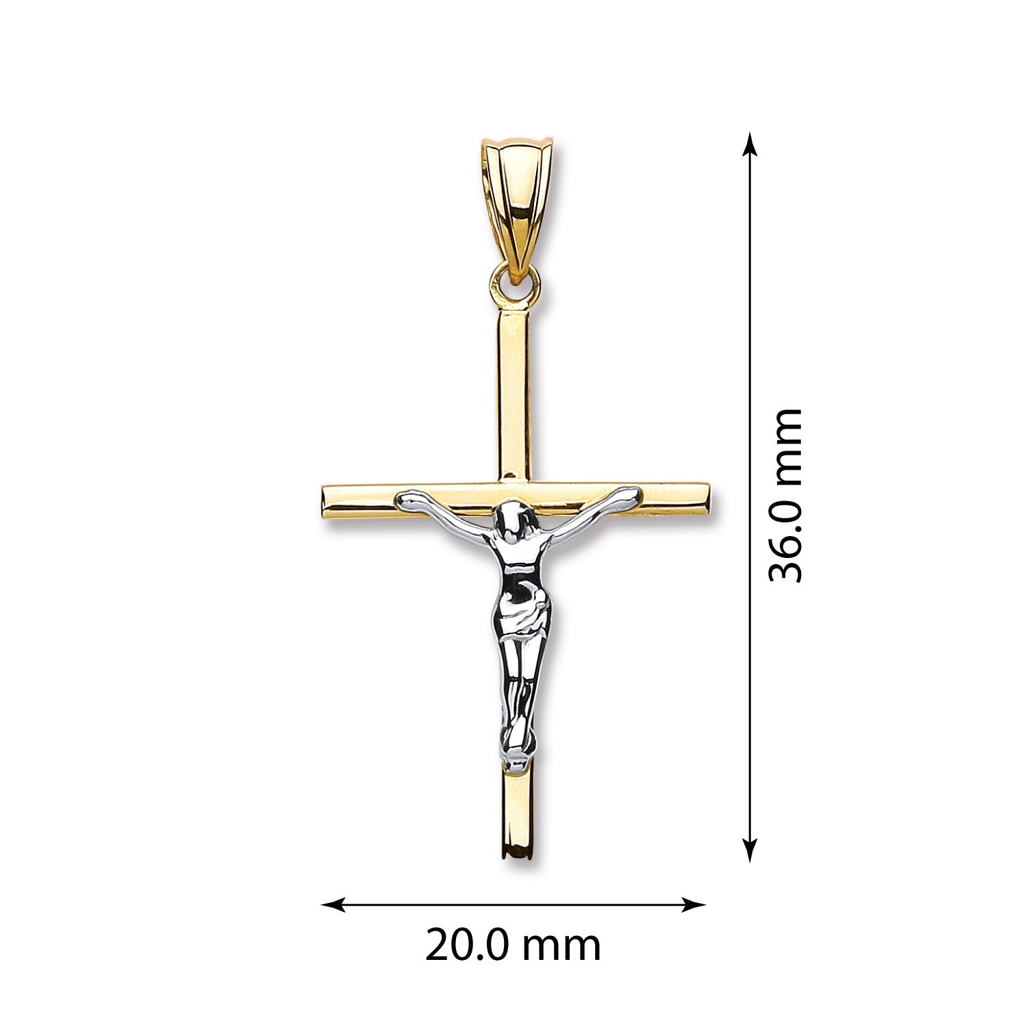 9ct Yellow and White Gold Hollow Crucifix - FJewellery