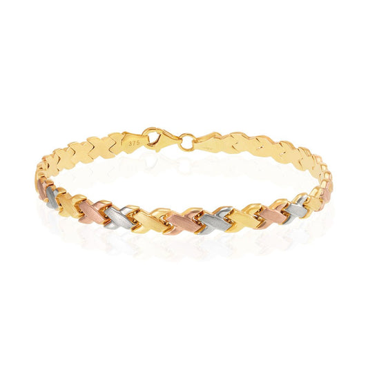 9ct Yellow And White Gold Kisses Ladies Bracelet - FJewellery