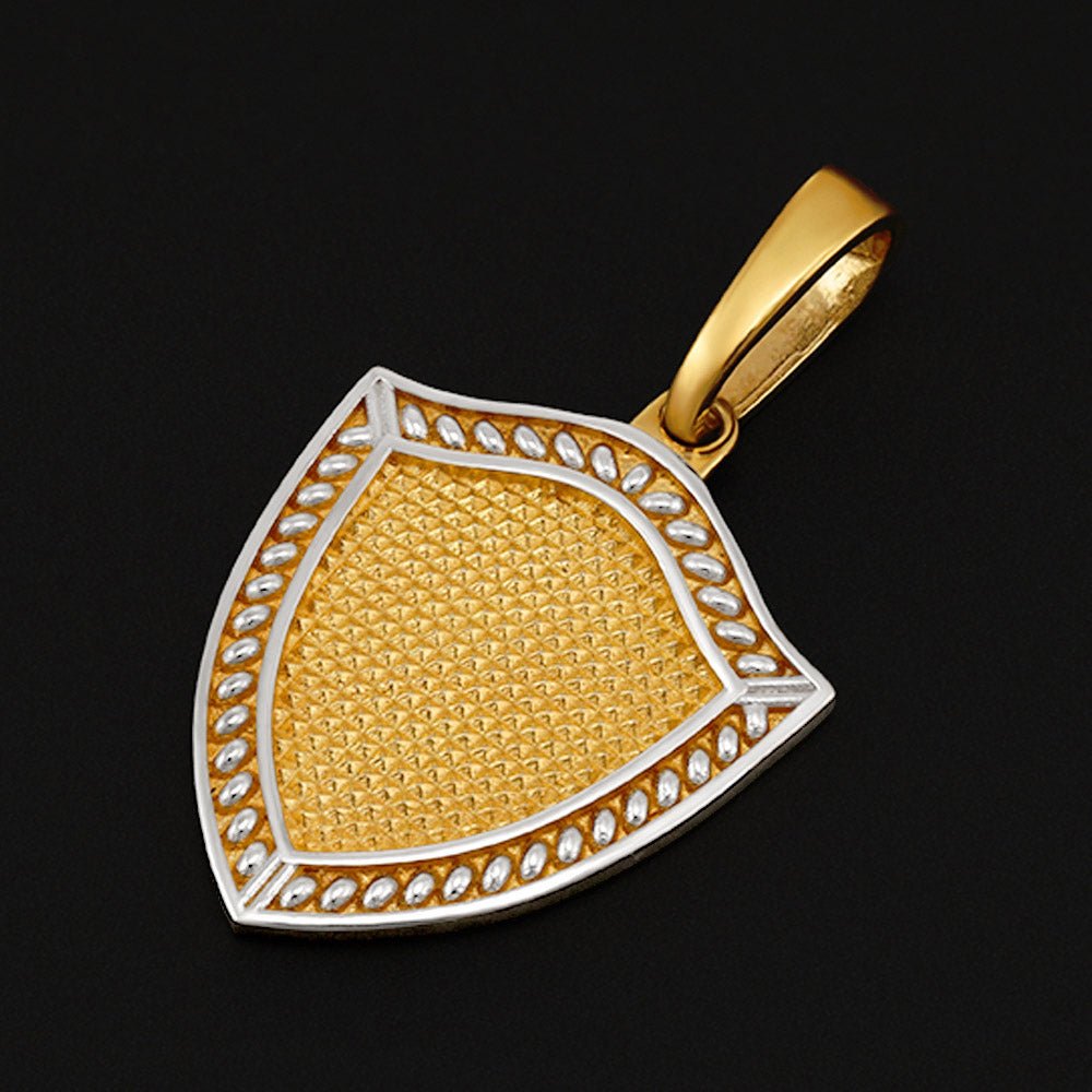 9ct Yellow and white gold Medieval Shield Pendant - FJewellery