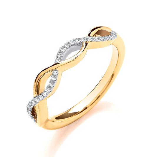 9ct Yellow Gold 0.10ct Entwined Diamond Ring - FJewellery