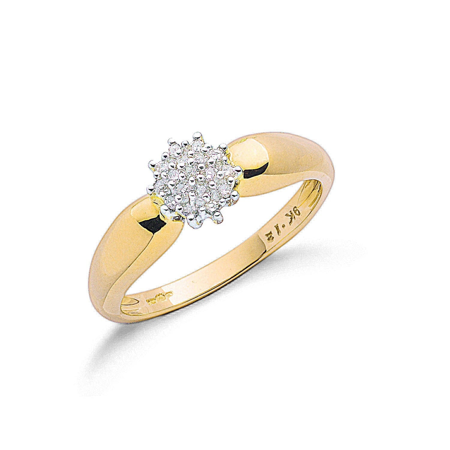 9ct Yellow Gold 0.13ct Diamond Cluster Ring - FJewellery