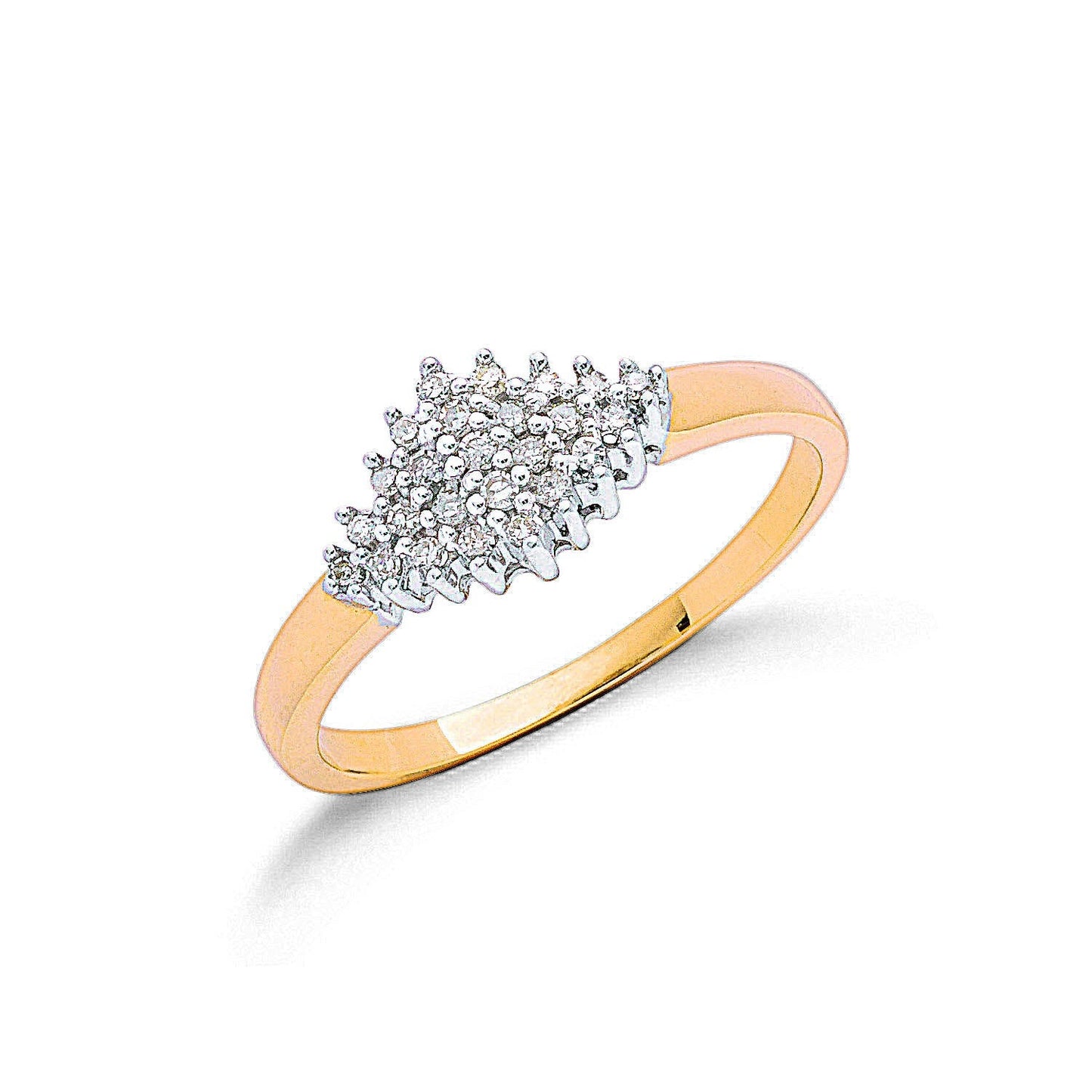 9ct Yellow Gold 0.15ct Diamond Cluster Ring - FJewellery