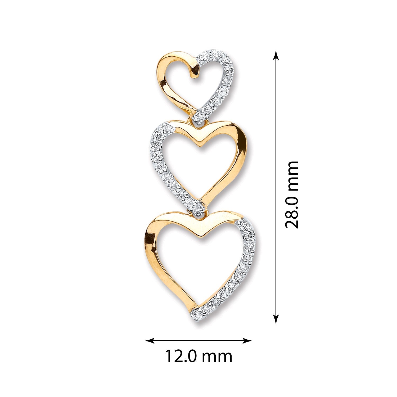 9ct Yellow Gold 0.15ct Diamond Heart Pendant - FJewellery
