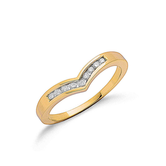 9ct Yellow Gold 0.15ct Diamond Wishbone Ring - FJewellery