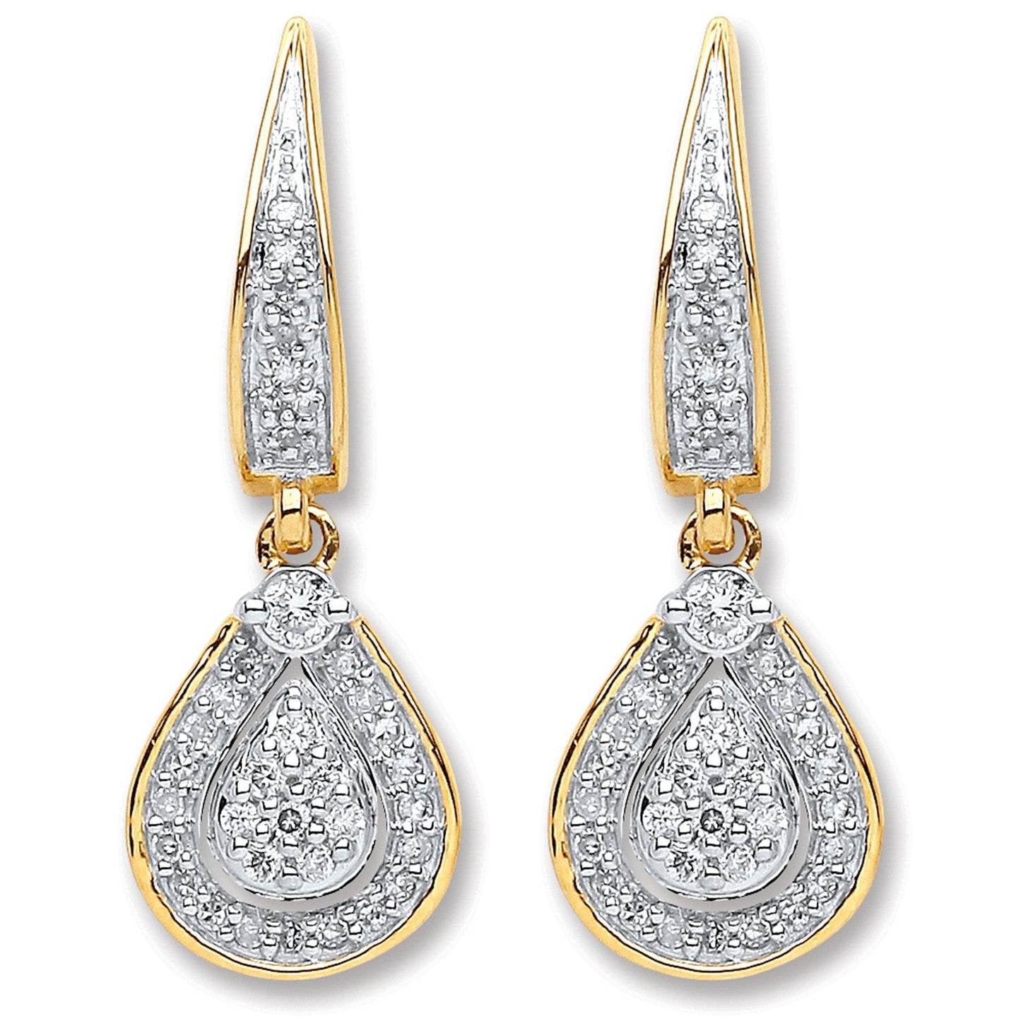 9ct Yellow Gold 0.25ct Diamond Drop Earrings - FJewellery