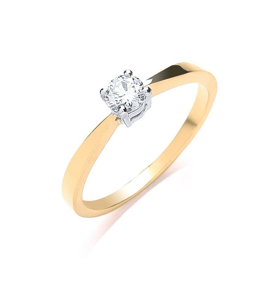 9ct Yellow Gold 0.25ct Diamond Engagement Ring - FJewellery