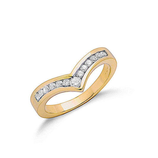 9ct Yellow Gold 0.25ct Diamond Wishbone Ring - FJewellery