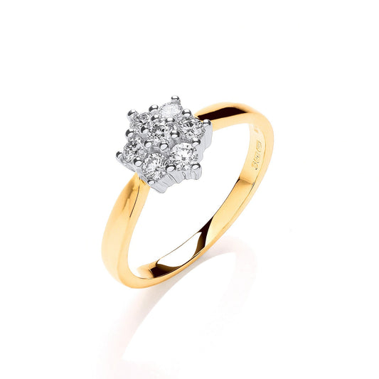 9ct Yellow Gold 0.33ct Diamond 7St Cluster Ring - FJewellery