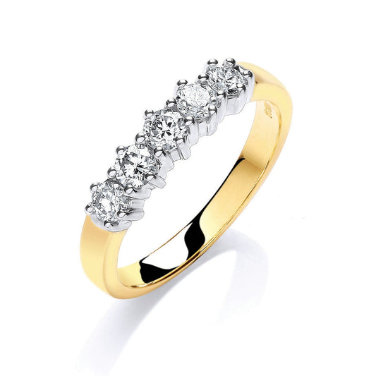 9ct Yellow Gold 0.50ct 5 Stone Diamond Ring - FJewellery