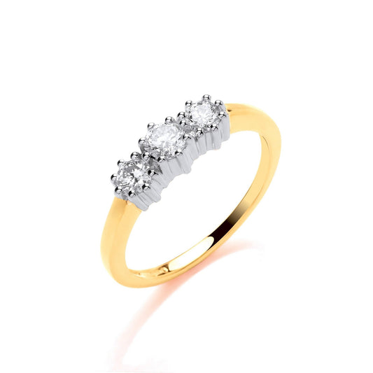 9ct Yellow Gold 0.50ct Diamond Trilogy Ring - FJewellery