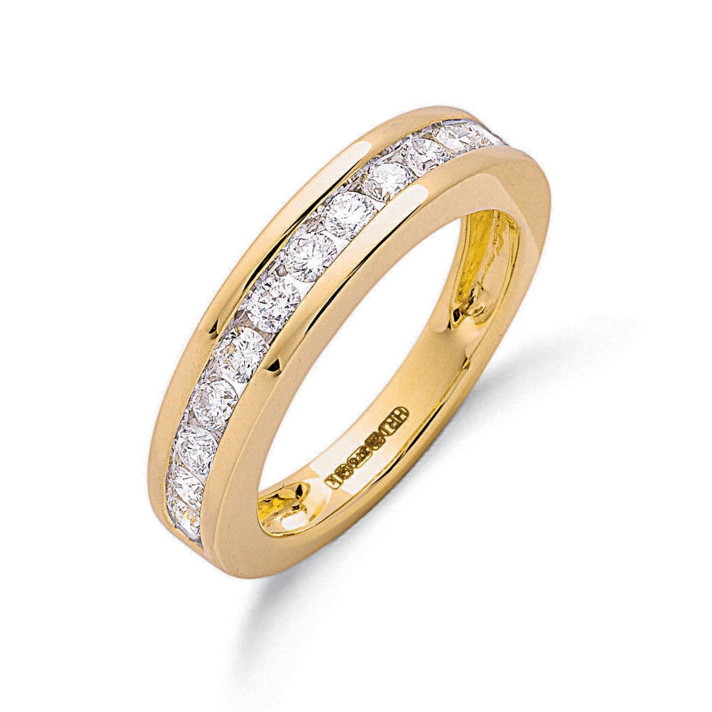 9ct Yellow Gold 0.75ct Diamond Half Eternity Ring - FJewellery