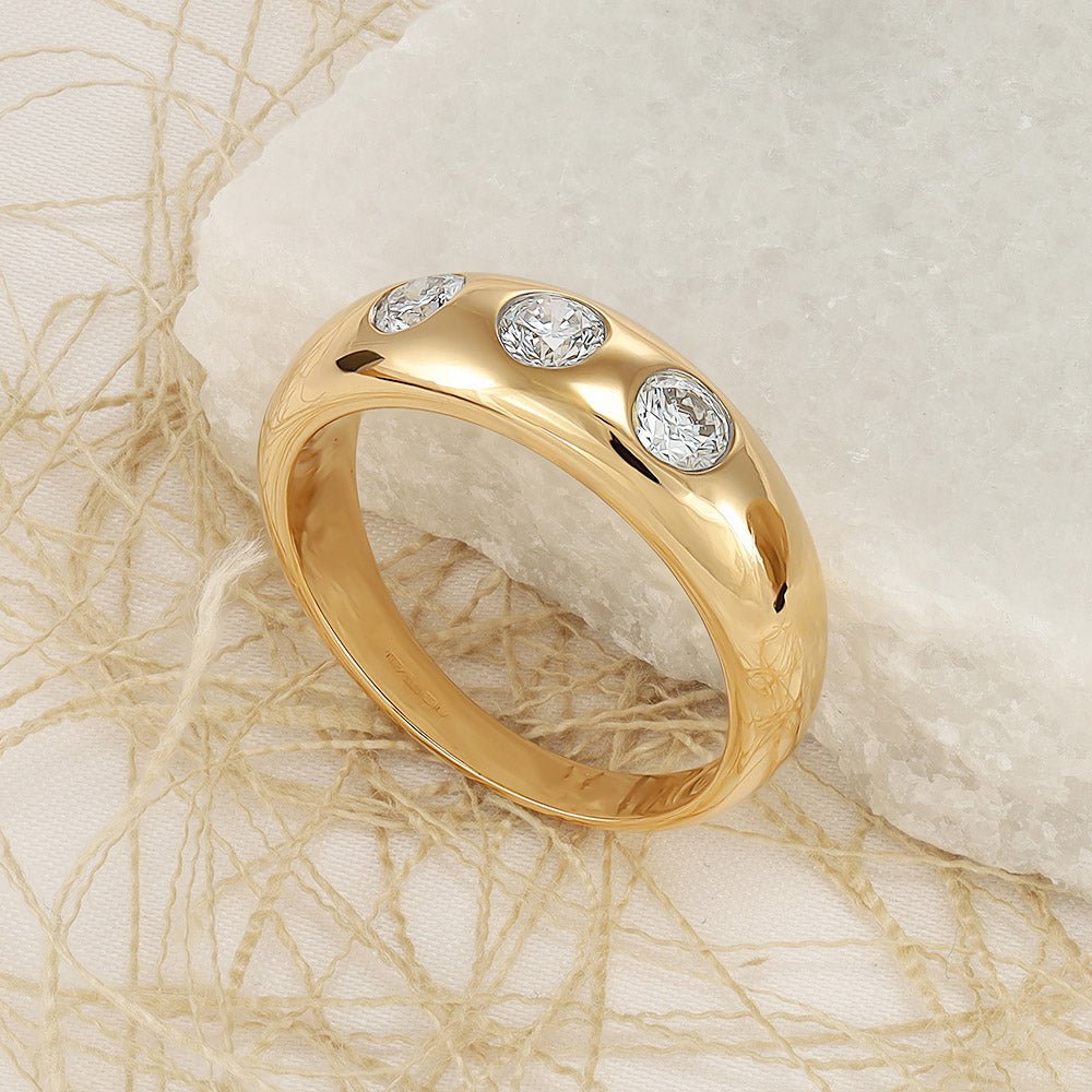 9ct Yellow Gold 1.00ct Gents 3 Stone Diamond Band DSHDR0485 - FJewellery