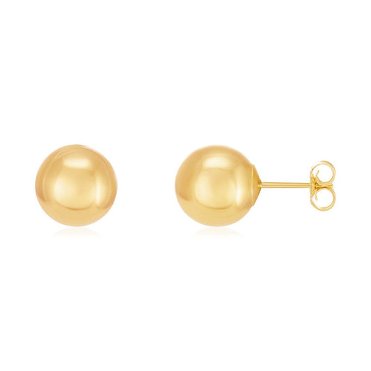 9ct Yellow Gold 10mm Ball Studs - FJewellery