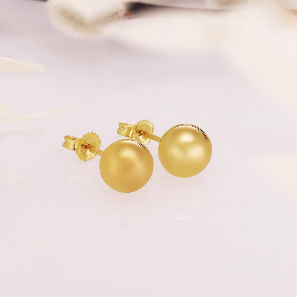 9ct Yellow Gold 10mm Ball Studs - FJewellery