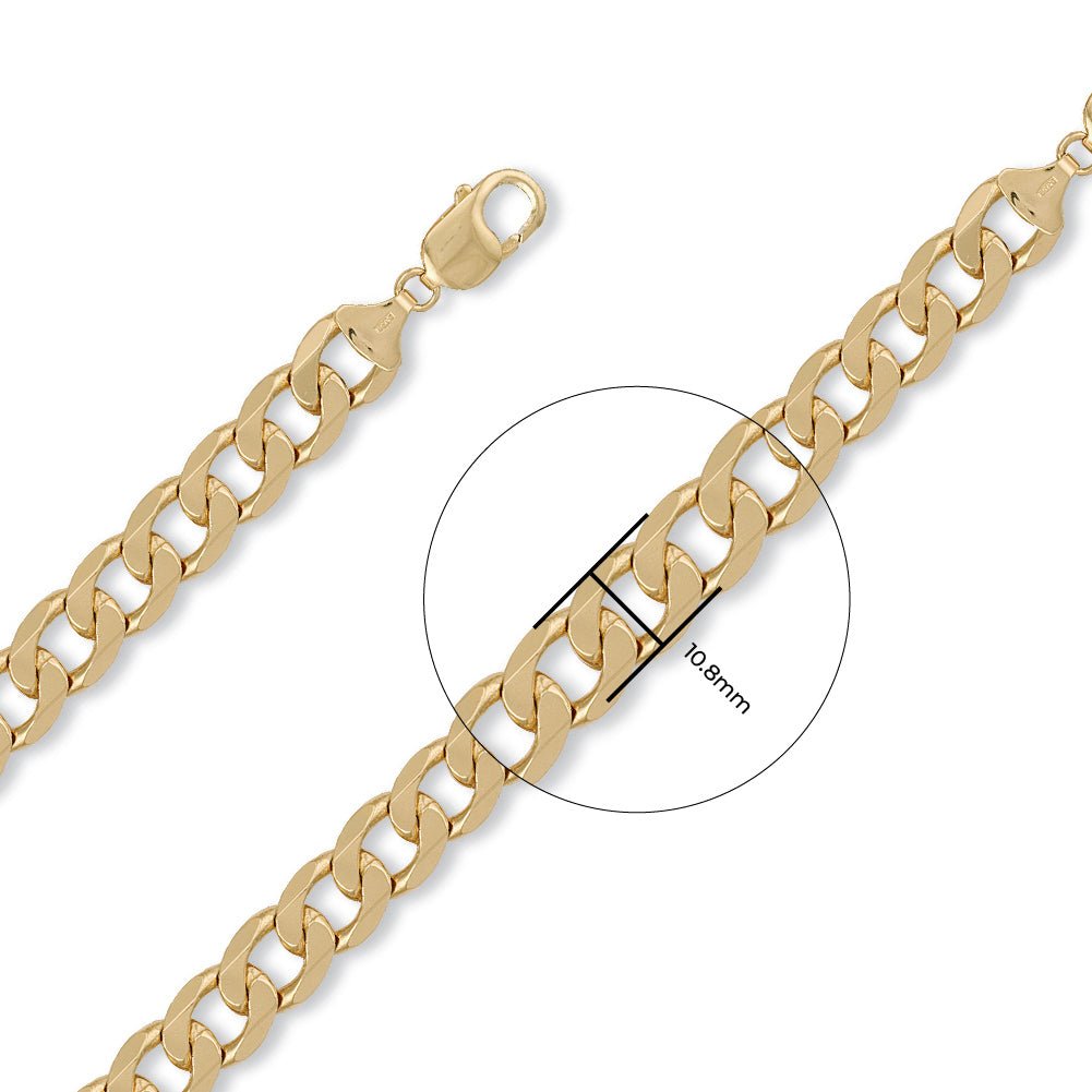9ct Yellow Gold 11mm Curb Chain - FJewellery