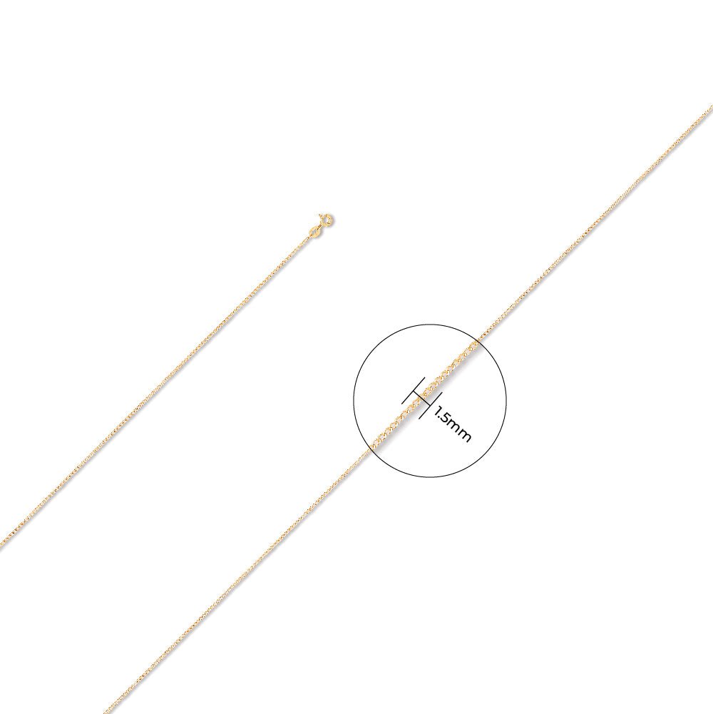 9ct Yellow Gold 1.5mm Curb Chain - FJewellery