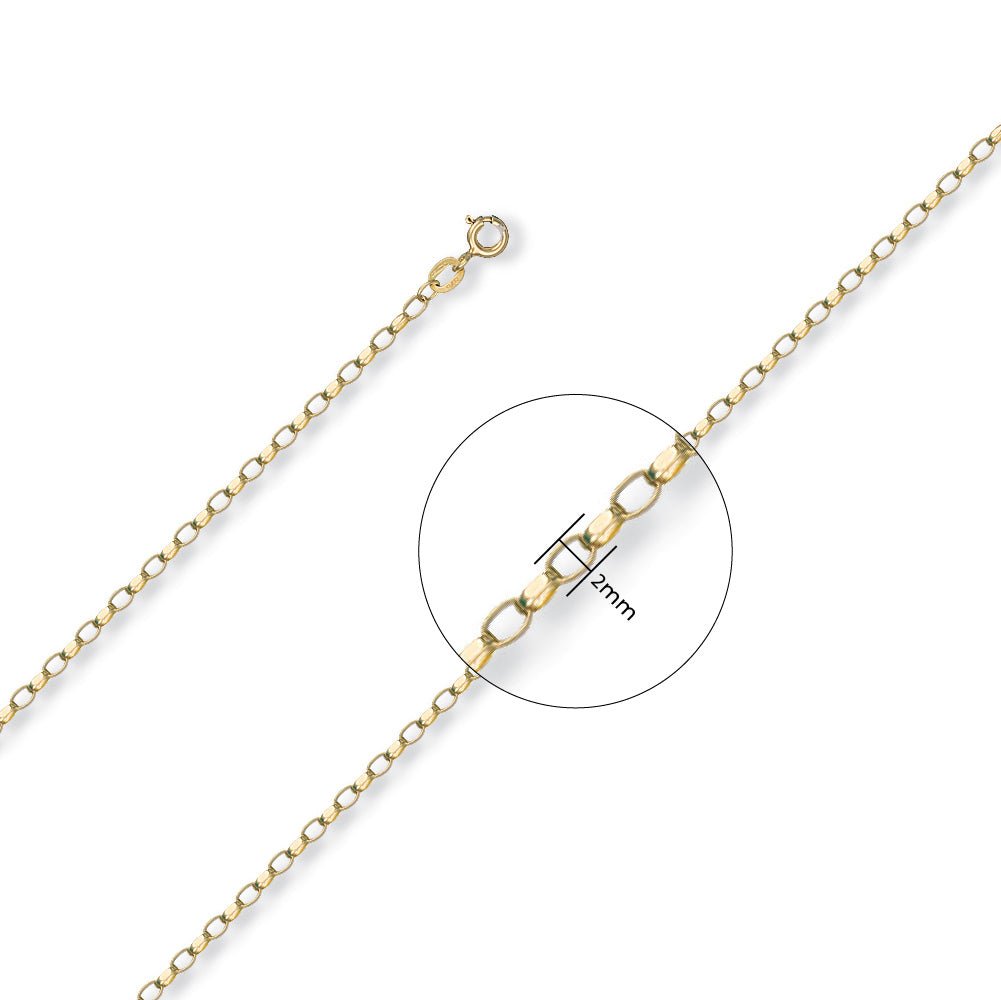 9ct Yellow Gold 2.2mm Oval Belcher Chain - FJewellery