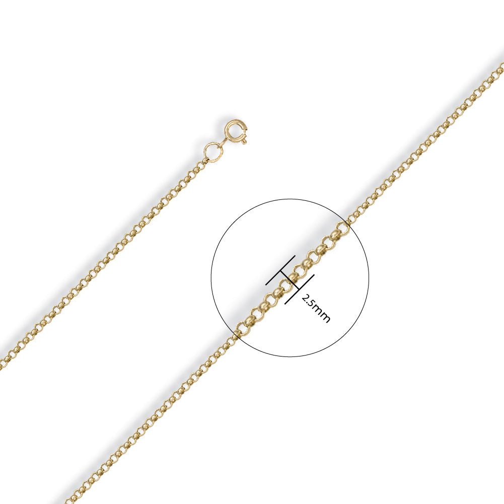 9ct Yellow Gold 2.3mm Round Belcher Chain - FJewellery