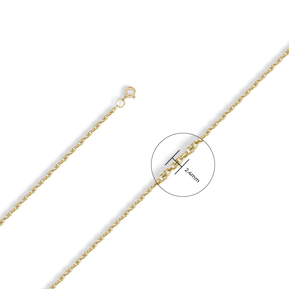 9ct Yellow Gold 2.5mm Prince Of Wales Chain - FJewellery