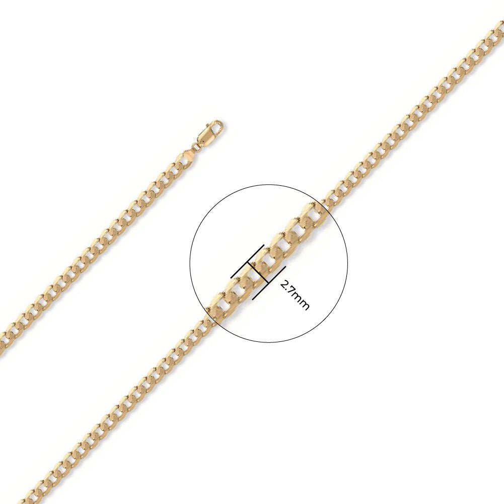 9ct Yellow Gold 2.7mm Curb Chain - FJewellery
