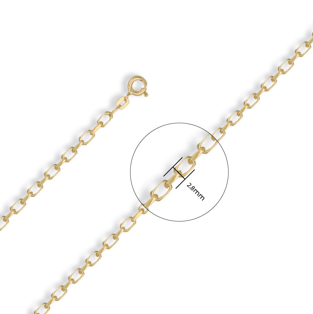 9ct Yellow Gold 2.8mm Belcher Chain - FJewellery