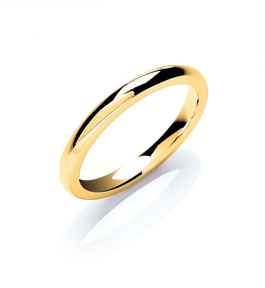 9ct Yellow Gold 2mm Court Shape Wedding Band - FJewellery