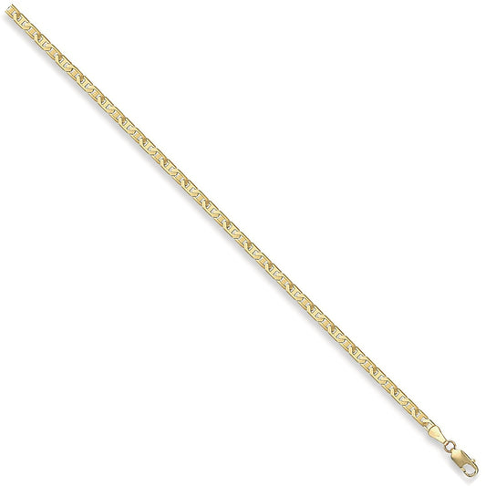 9ct Yellow Gold 3mm Flat Anchor Bracelet 7" - FJewellery