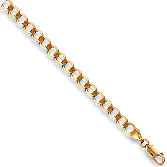 9ct Yellow Gold 4.5mm Curb Bracelet 6" - FJewellery