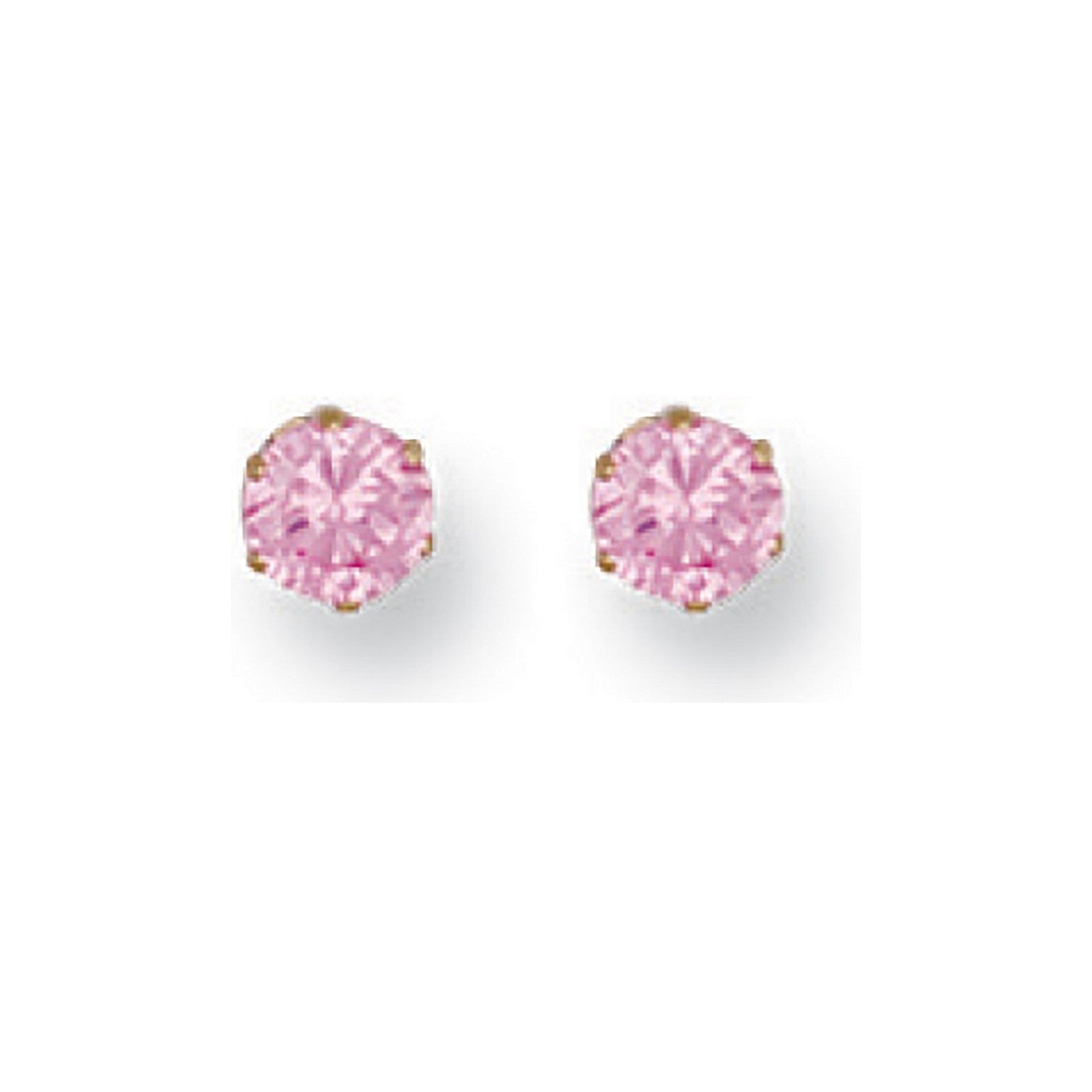 9ct Yellow Gold 4mm Claw Set Pink Cz Studs - FJewellery