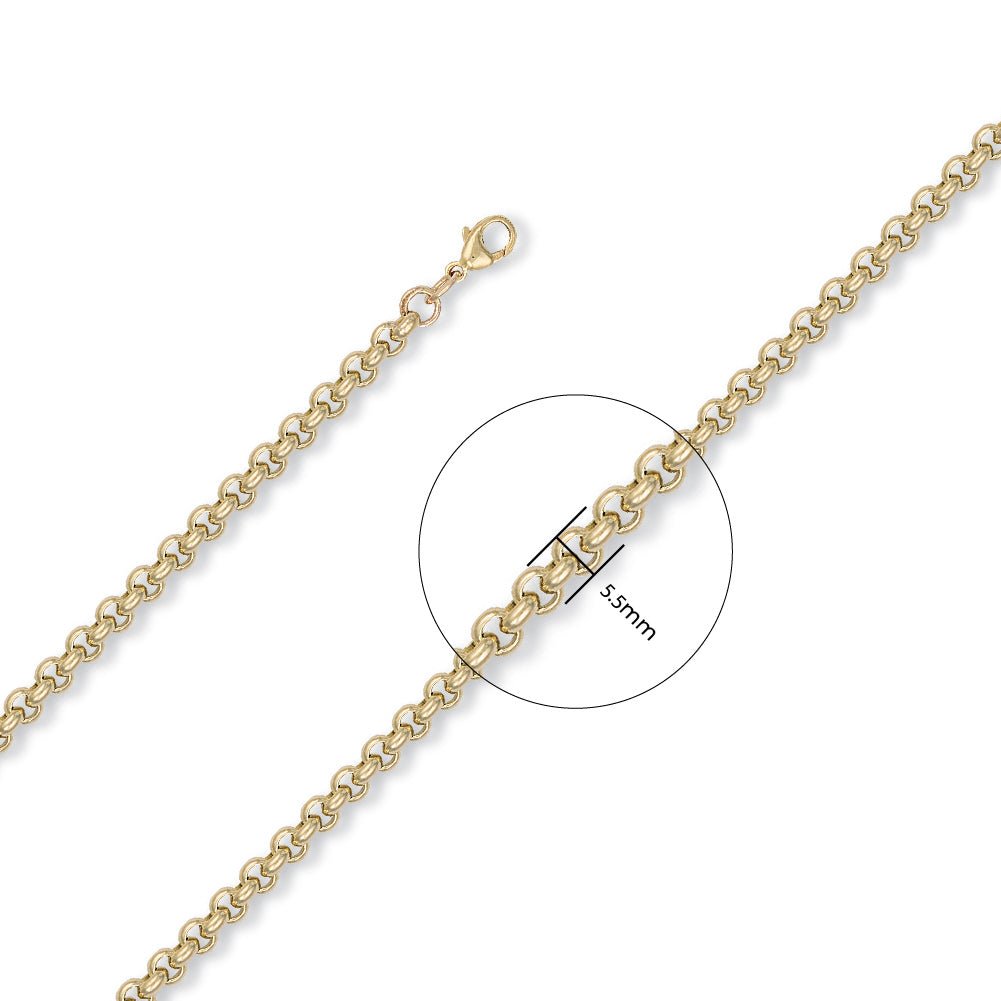 9ct Yellow Gold 5.3mm Belcher Chain - FJewellery
