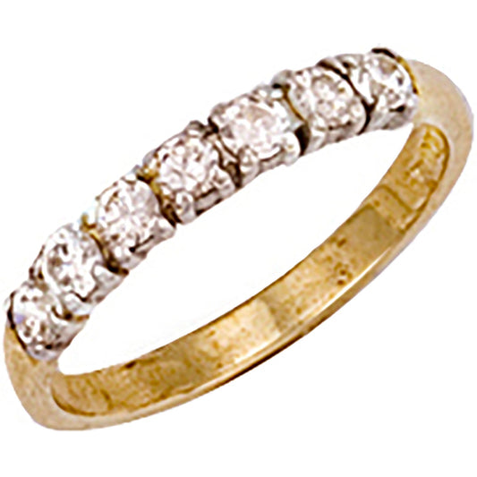 9ct Yellow Gold 7 Stone Cz Ring - FJewellery