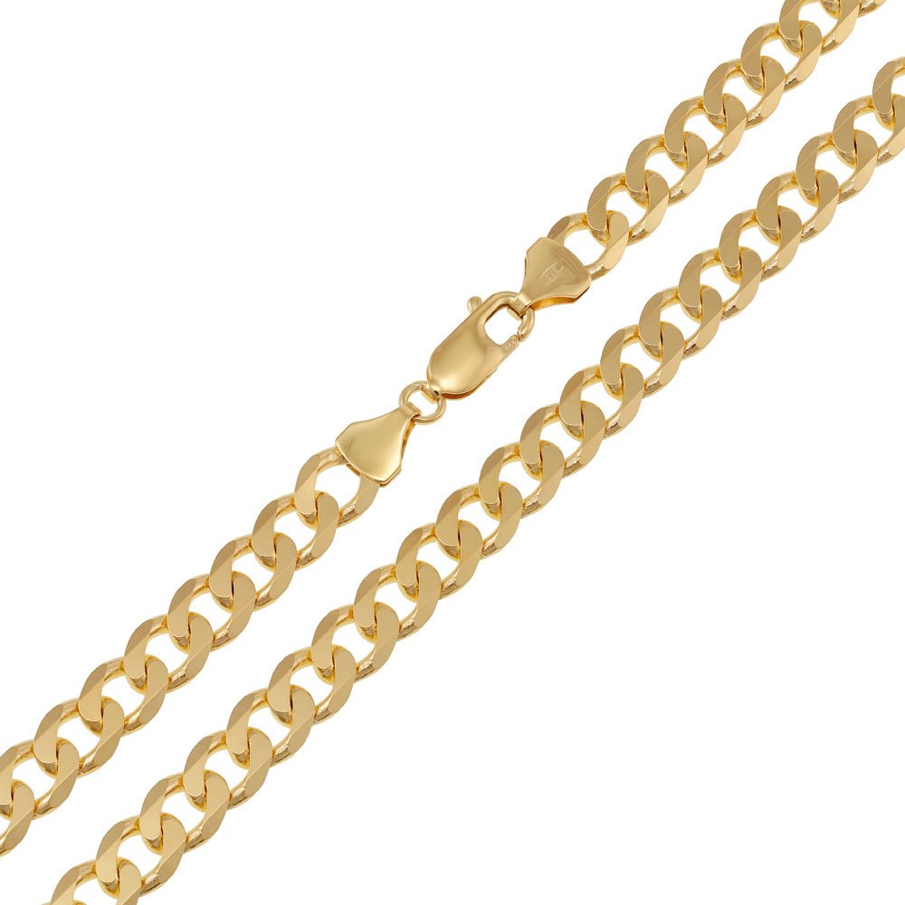 9ct Yellow Gold 7mm Strong Curb Chain - FJewellery