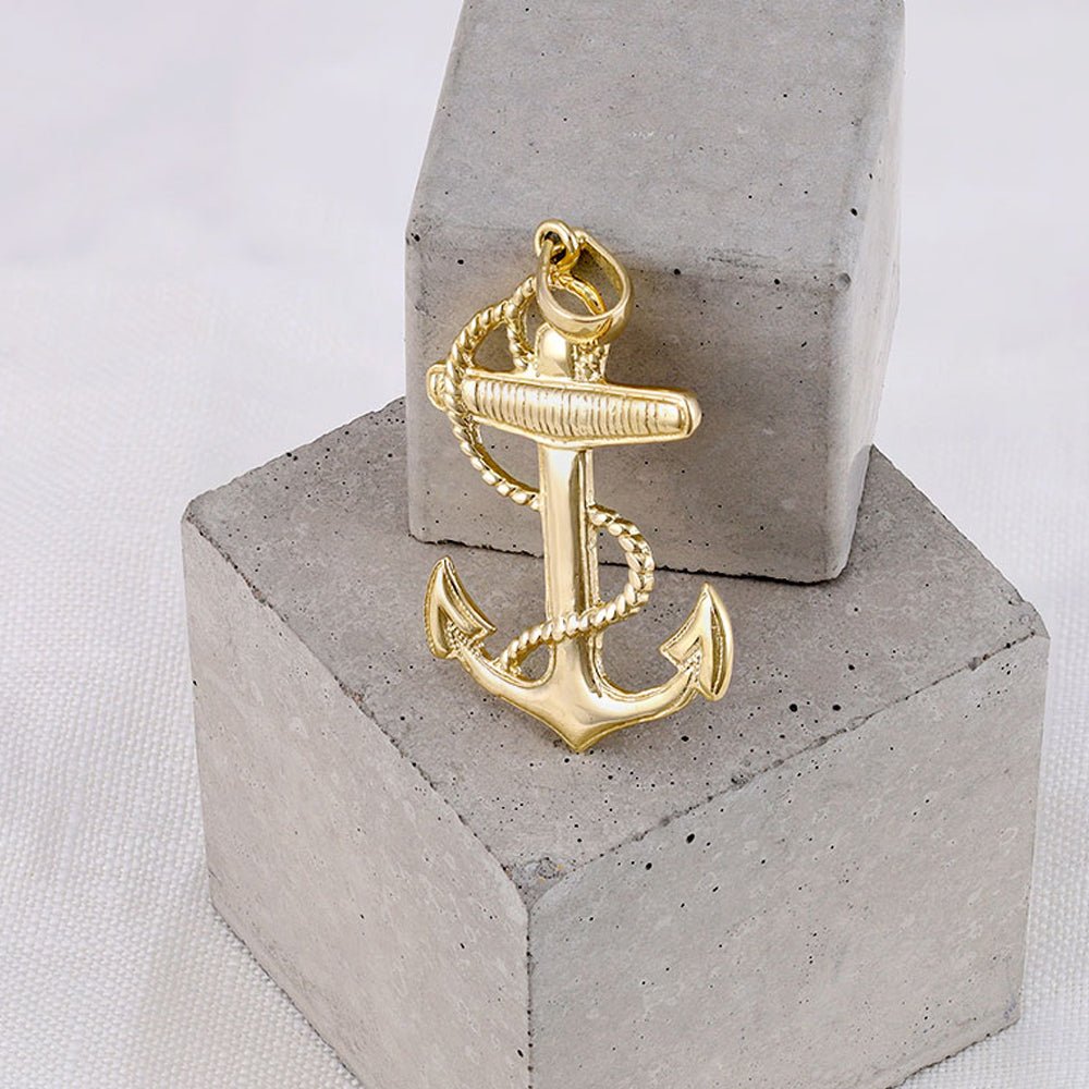 9ct yellow gold Anchor Drop Pendants PD60-9-41-2 - FJewellery