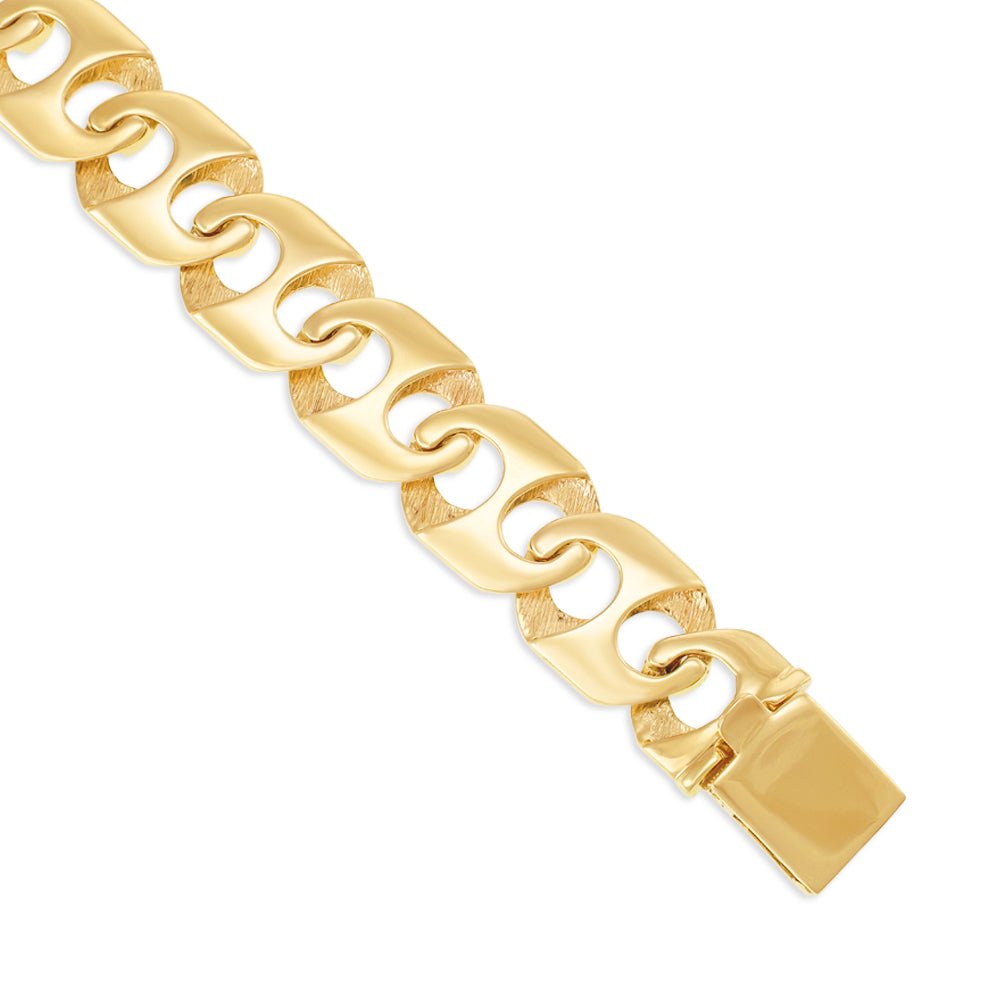 9ct Yellow Gold Anchor Link Gents Bracelet - FJewellery