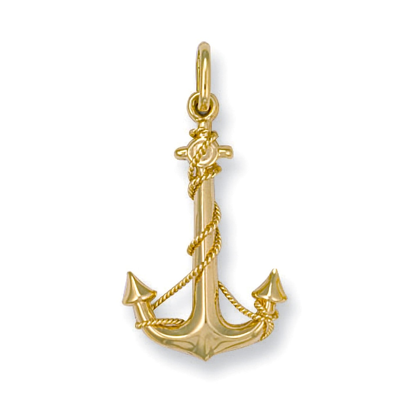 9ct Yellow Gold Anchor With Rope Pendant - FJewellery