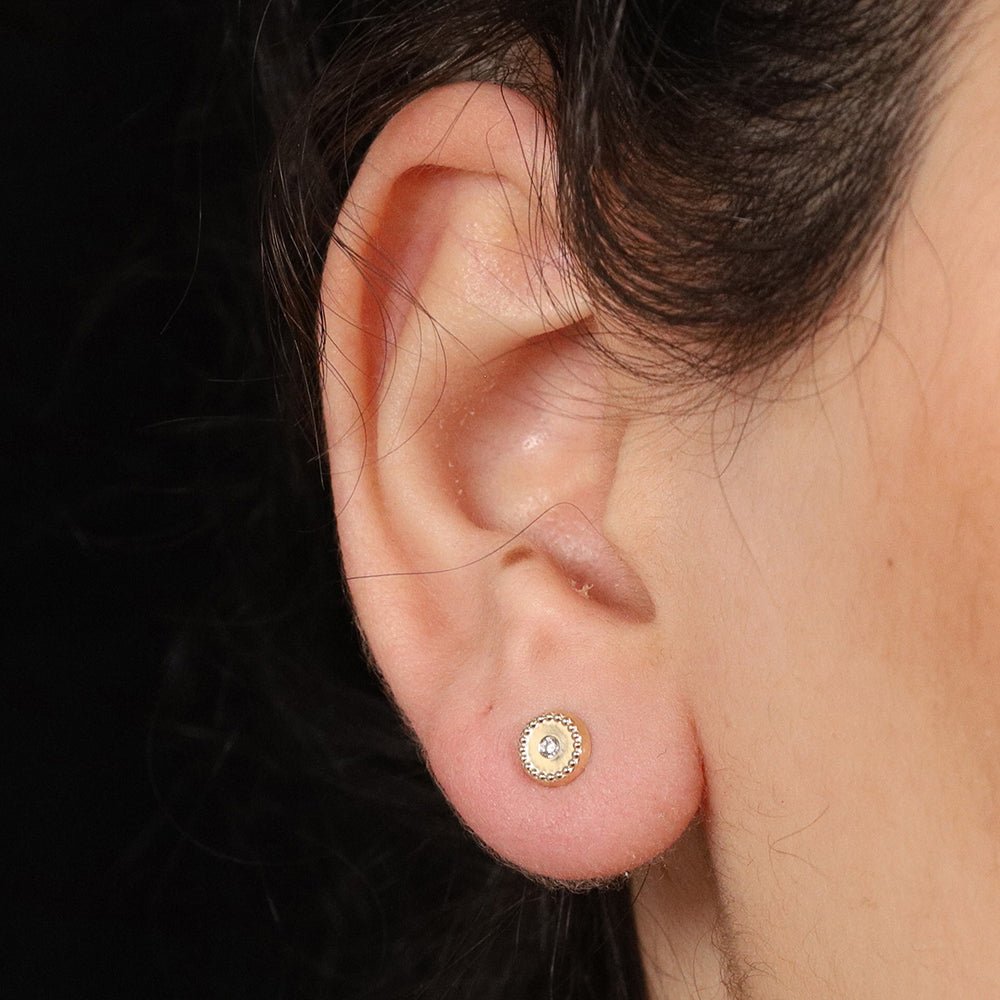 9ct Yellow Gold And Cz Stud Earrings - FJewellery