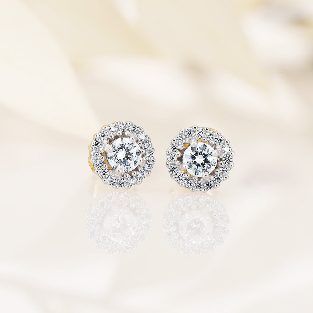 9ct Yellow Gold And Cz Stud Earrings 7.3mm - FJewellery