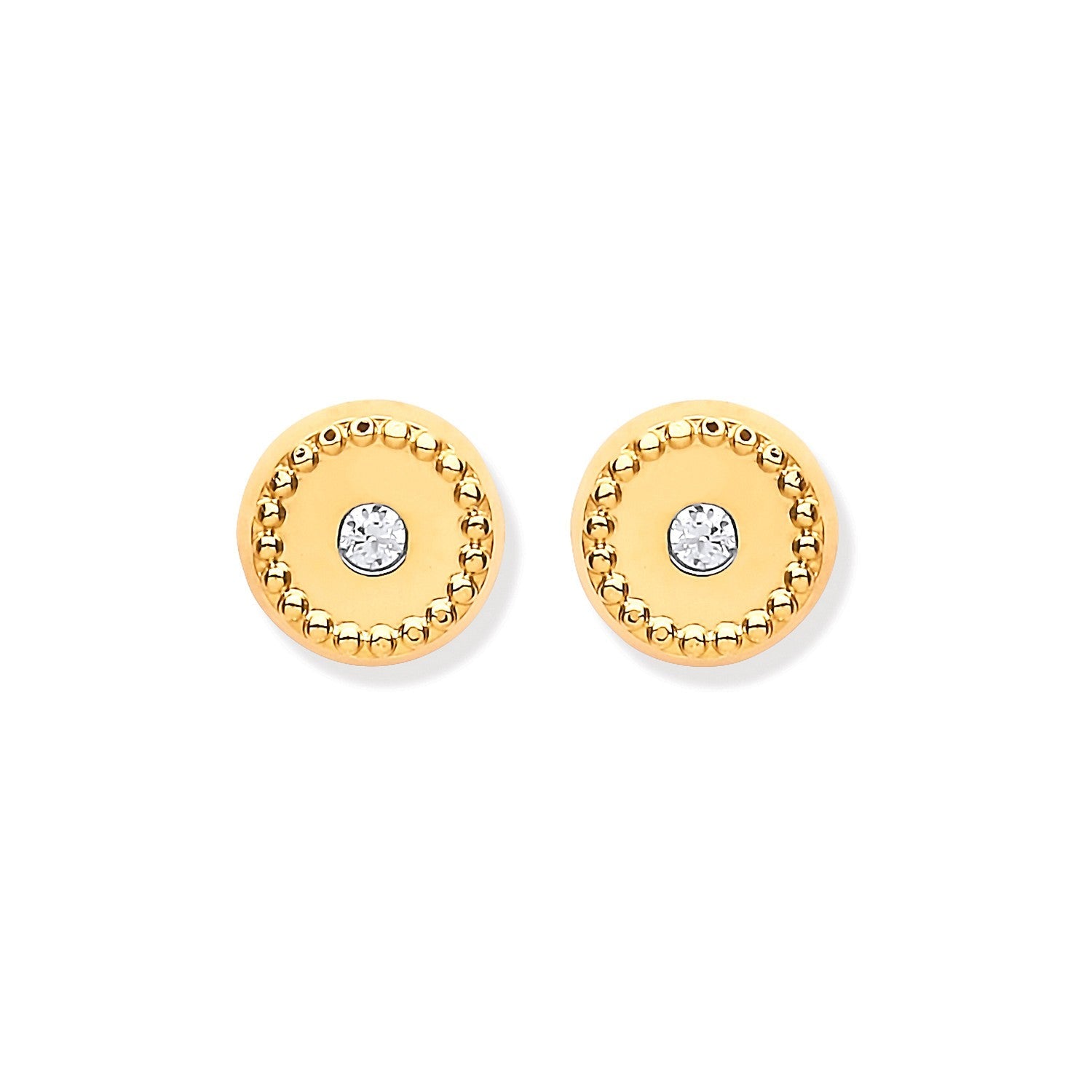 9ct Yellow Gold And Cz Stud Earrings - FJewellery
