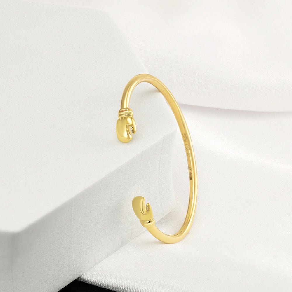 9ct Yellow Gold Baby Boxing Glove Bangle - FJewellery