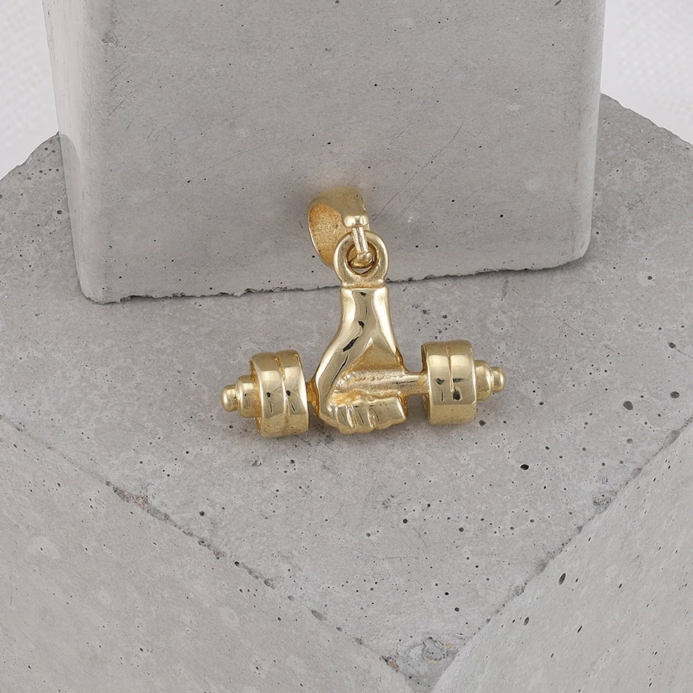 9ct yellow gold Barbell Pendants PD60-9-38-15 - FJewellery