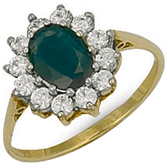 9ct Yellow Gold Blue Cz Cluster Ring - FJewellery