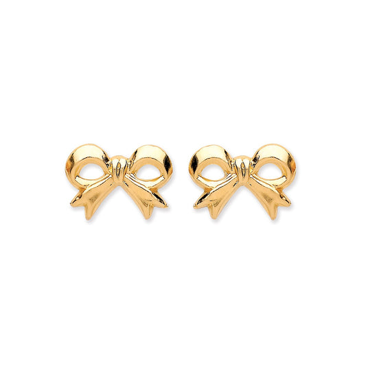 9ct Yellow Gold Bow Stud Earrings - FJewellery