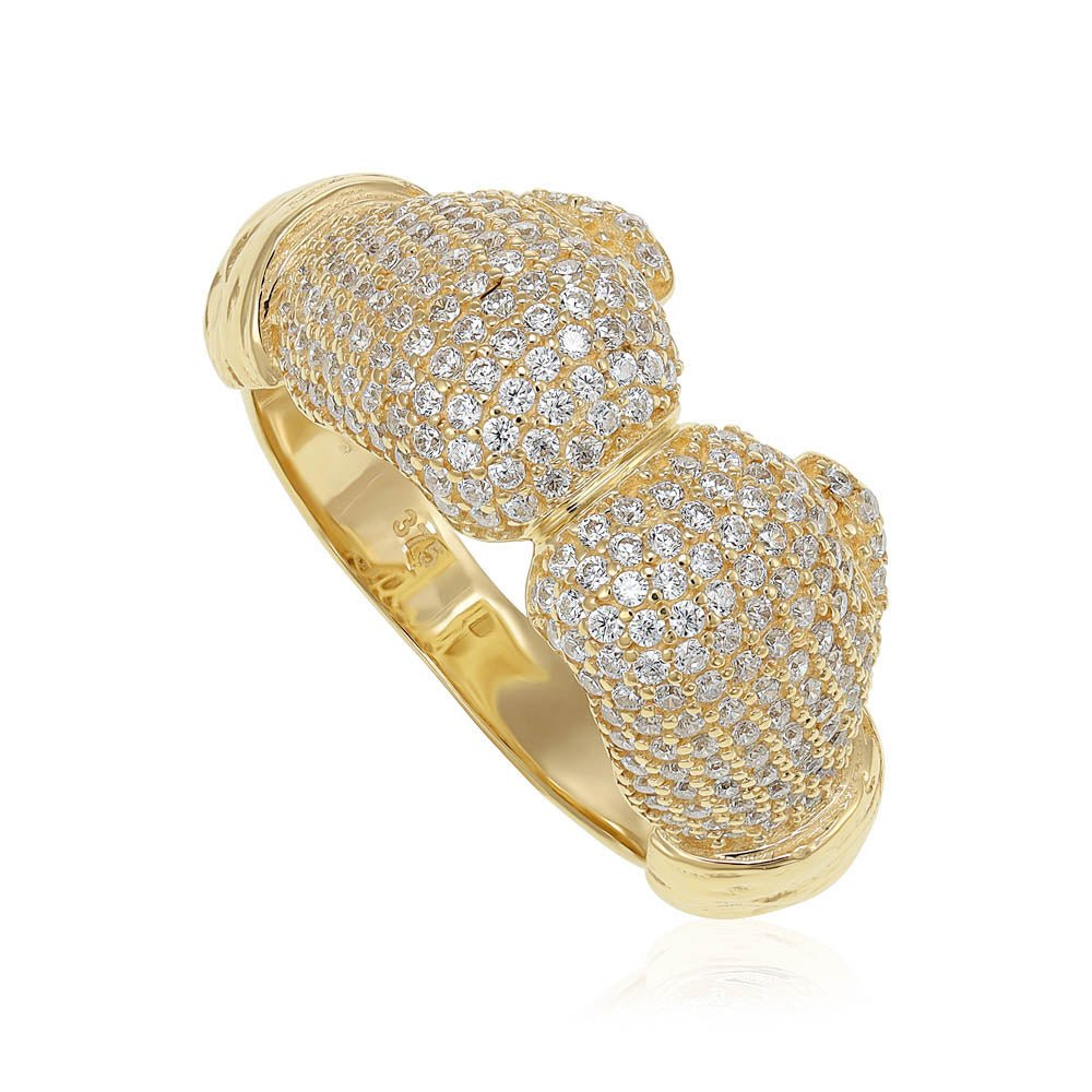 9ct Yellow Gold Boxing Gloves CZ Gents Ring DSHR0689 - FJewellery