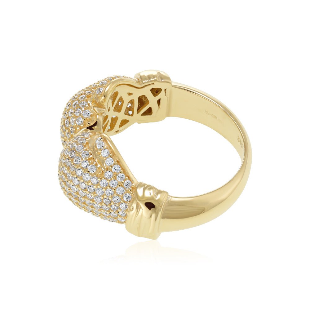 9ct Yellow Gold Boxing Gloves CZ Gents Ring DSHR0689 - FJewellery