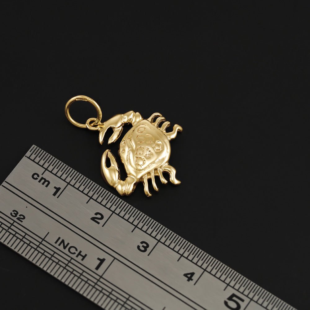 9ct Yellow Gold Cancer Zodiac Crab Pendant - FJewellery