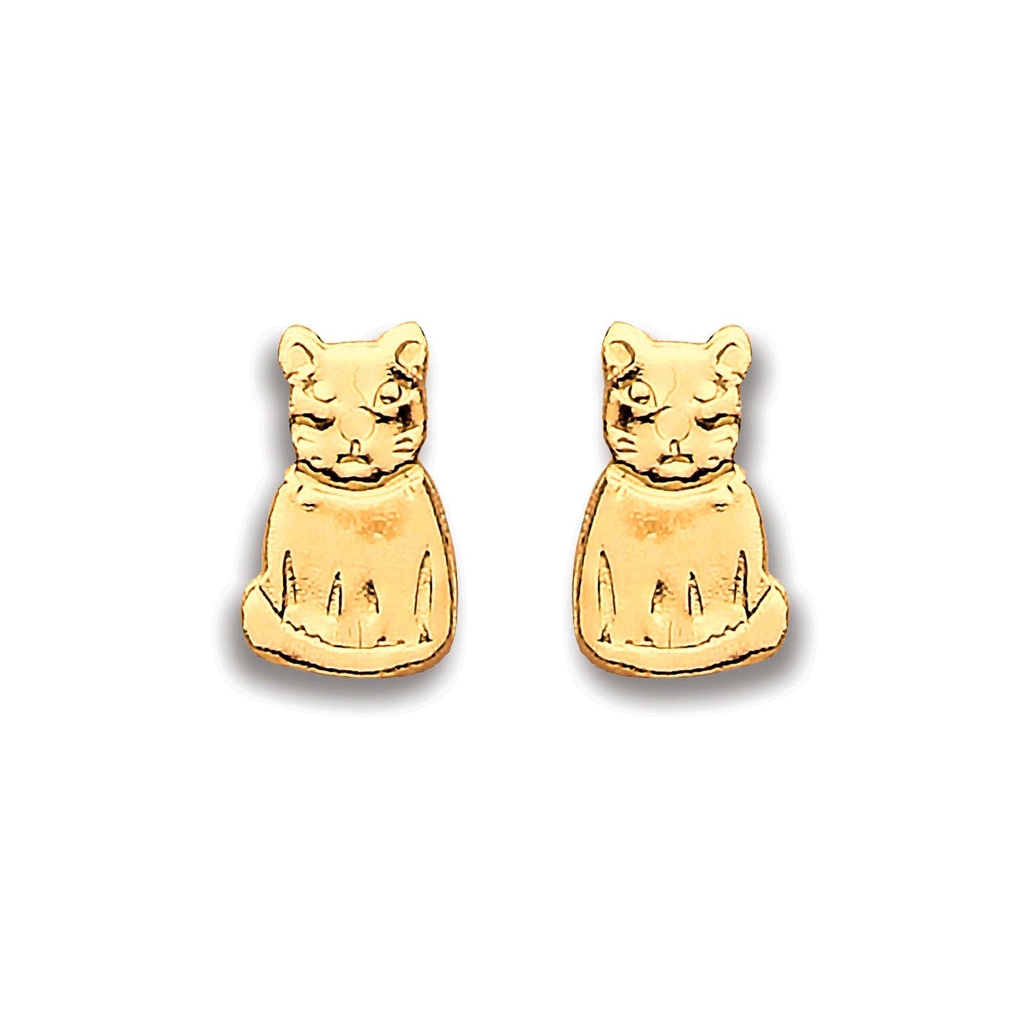 9ct Yellow Gold Cat Studs - FJewellery
