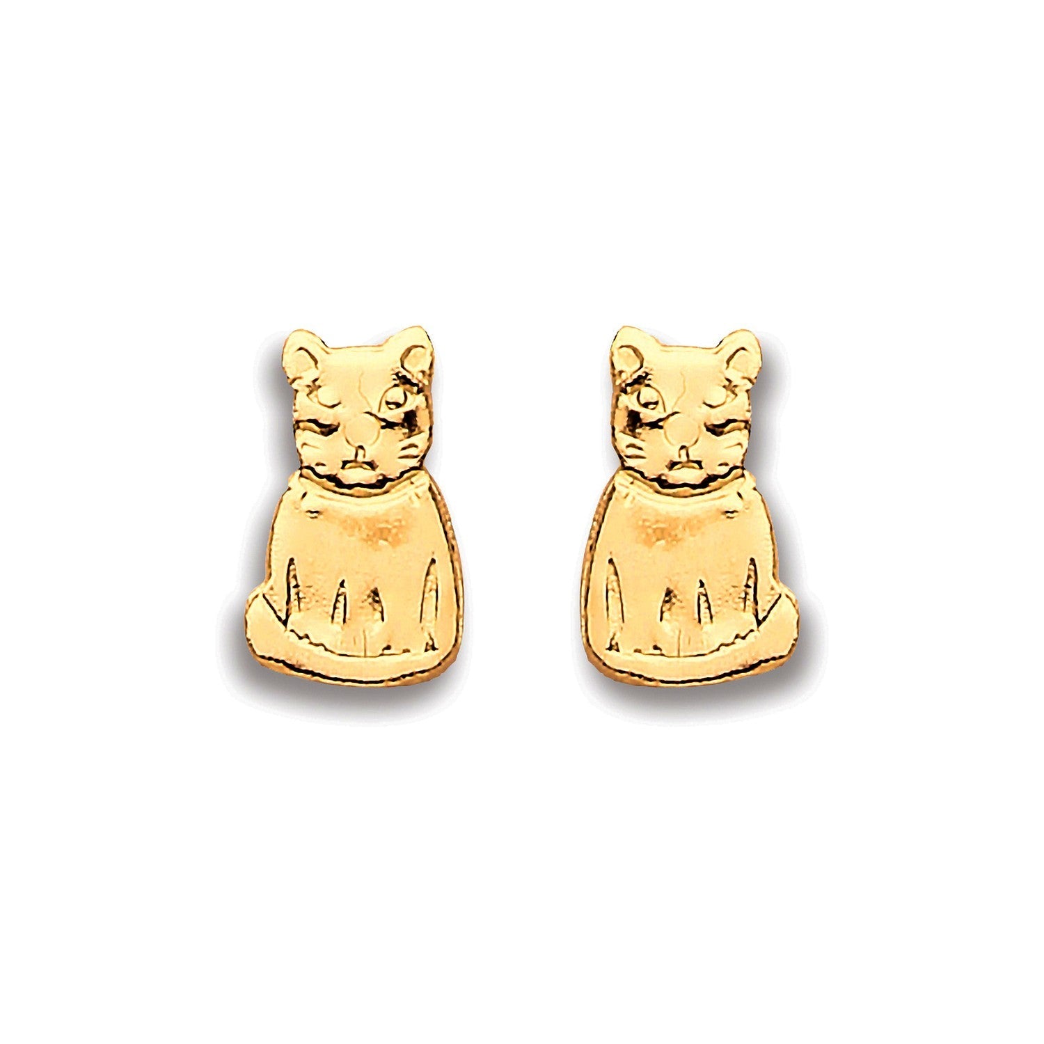 9ct Yellow Gold Cat Studs - FJewellery