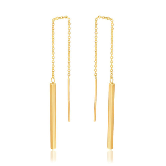 9ct Yellow Gold Chain Drop Threader Earrings - FJewellery