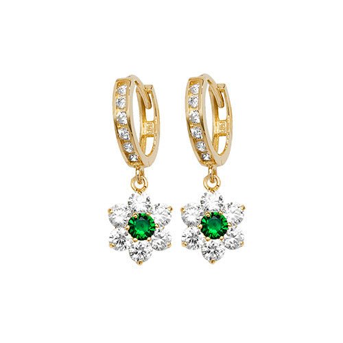 9ct Yellow Gold Cluster Drop Earrings - FJewellery