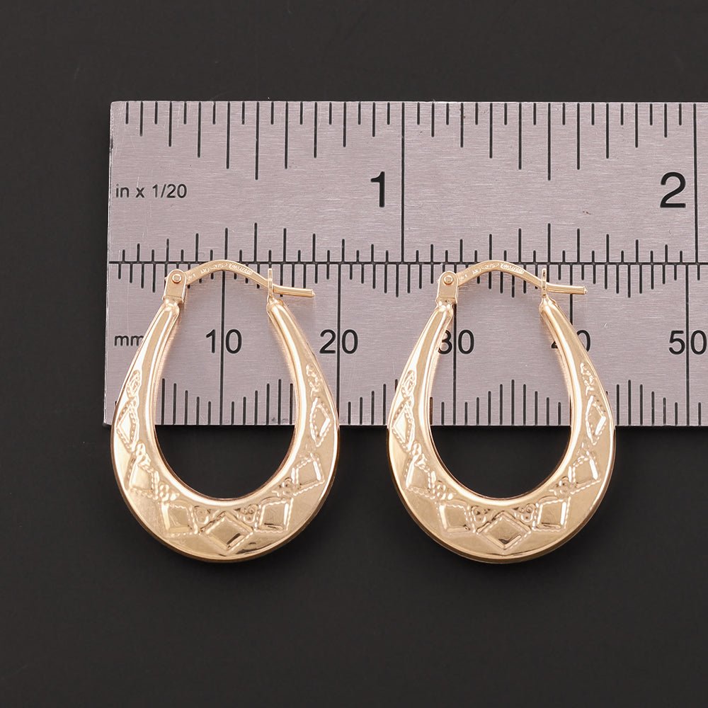 9ct Yellow Gold Creole Earrings 26.8 X 19.6mm - FJewellery